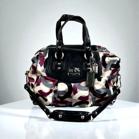 COACH Madison Graphic Op Art Audrey Multicolor Satchel Bag Office Travel Rare - Picture 1 of 11